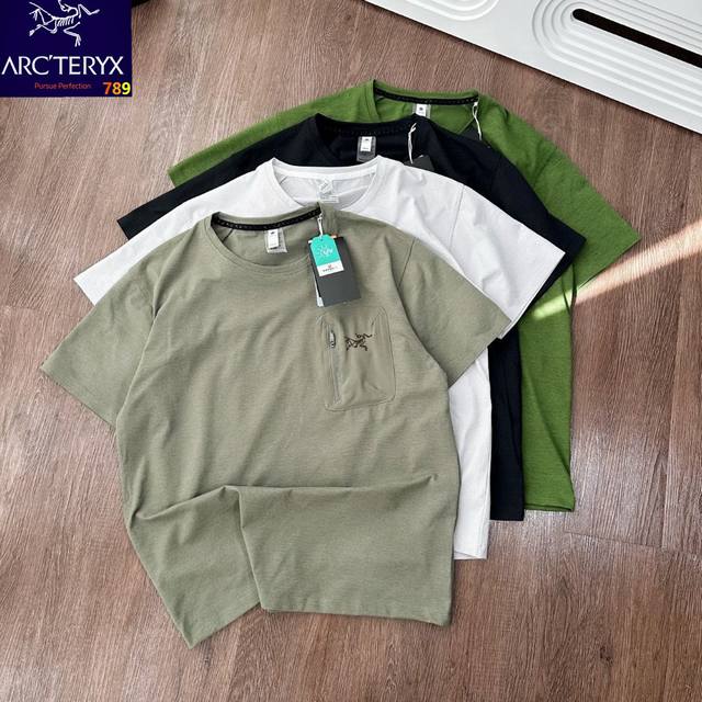 Arcteryx 始祖鸟轻量化短袖 高弹格鲁网 黑 绿 灰军绿 灰杏 尺码M到5Xl 新款面料 网格透气 ，细长纤维 具有良好的吸湿透气性能 ，久穿不粘腻 ，保