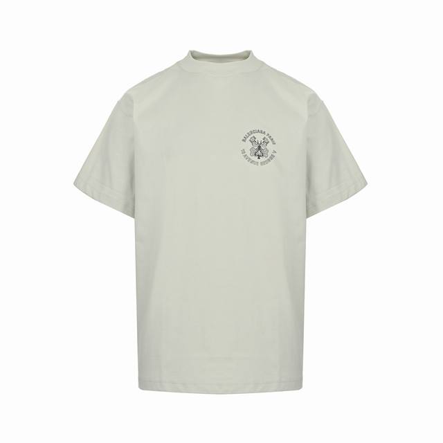 Balenciaga 巴黎世家 25Ss 钥匙徽章印花短袖 采用棉质面料，前后经典巴黎世家标语印花 男女同款 Size:0-3
