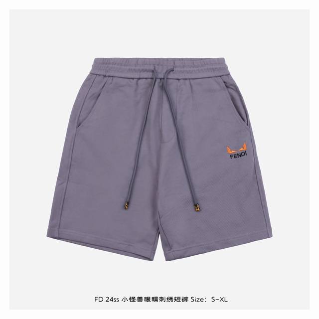 Fendi 芬迪 24Ss 小怪兽眼睛刺绣短裤 面料采用380克重精梳棉，两遍水洗处理，面料舒适亲肤无异感，定制定染面料，纺织密度高，垂感佳，不易变形，厚织感加