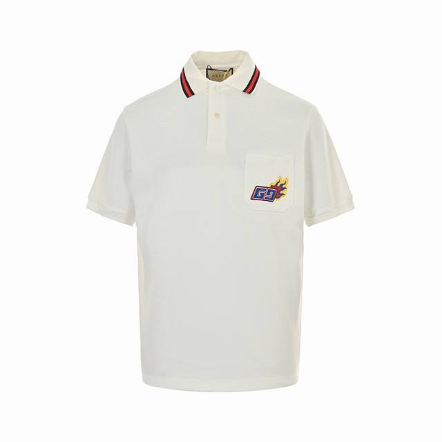 Gucci 古驰 24Ss 龙年限定口袋刺绣Polo短袖 春夏新款 龙年限定口袋刺绣Polo 采用哑光线进口绣花机器 ，原版一致定制高克重螺纹 纯棉双珠地面料