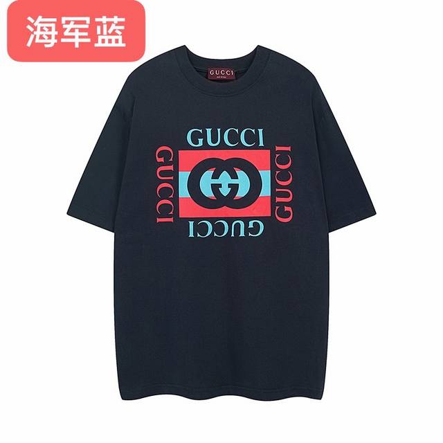 Gucci古驰25Ss 秀款新配色经典拼色字母方框印花短袖T恤 购入原版开模打造，全套定制辅料，细节决定成败。 面料：规格采用实打实280G %纯棉 定织定染！