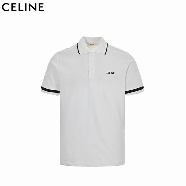 Celine 赛琳 经典刺绣小标Polo短袖 面料采用220G专用珠地面料，前幅绣花图案，进口田岛机万针刺绣，小字母绣花体现进口绣花机功底。还原原版品质。整体设