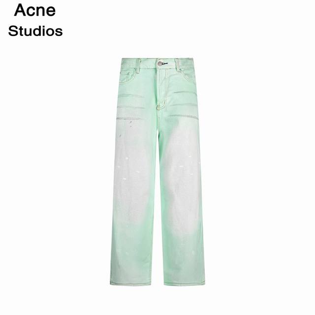 Acne Studios 25Ss 薄荷夜光涂料阔腿做旧荧光牛仔裤 选用高织高密斜纹面料 水洗对色 非常好看的薄荷绿色系 柔软亲肤材质 质感一流 款搭配任何单品