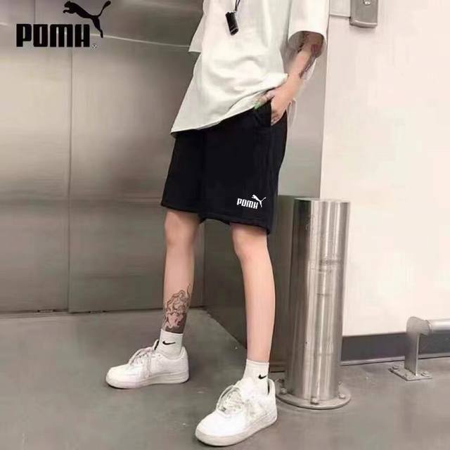 纯棉短裤 Puma短裤高质量百搭短裤裤情侣款纯棉针织面料 松紧腰带收腰完美不挑身材男女皆可穿万物皆可萌 时尚不失品质版型宽松， 主标吊牌三标全齐！