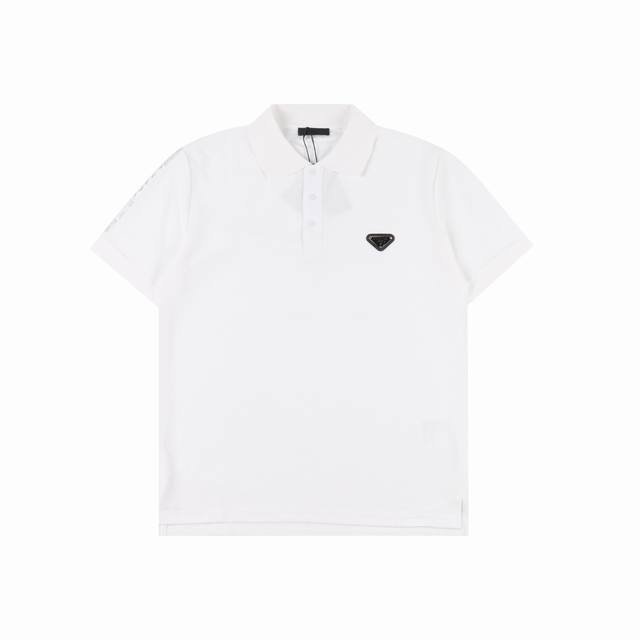Prada 普拉达 25Ss 金属三角标及袖口烫银字母短袖Polo衫 时尚型裁设计 兼具个性 简约不简单 客供精仿棉打造珠地材质面料,领口丝光面料编织， 内里工