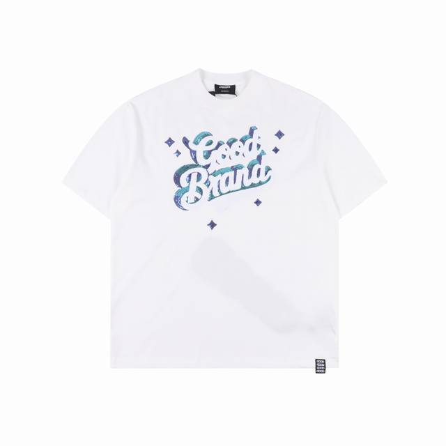 Goodbrand 立体星星亮片轻奢时尚高级感短袖T恤 男女同款 350克重面料 颜色：黑色 白色 尺码：S M L Xl