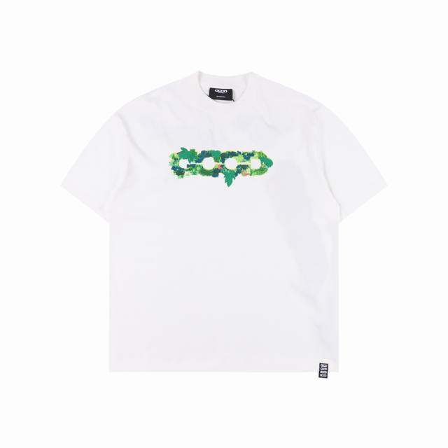 Goodbrand Ss25 立体绿植刺绣地图Logo宽松短袖T恤 男女同款 350克重面料 颜色：黑色 白色 尺码：S M L Xl