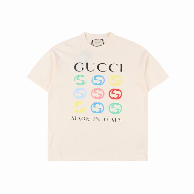 Gucci 古驰 25Ss 涂鸦双G多彩印花短袖T恤 原版面料 官方同款 短袖T恤定制260 克双纱同缸染百棉面料 手感舒适 春夏最新砖柜同步 时尚又个性 超级