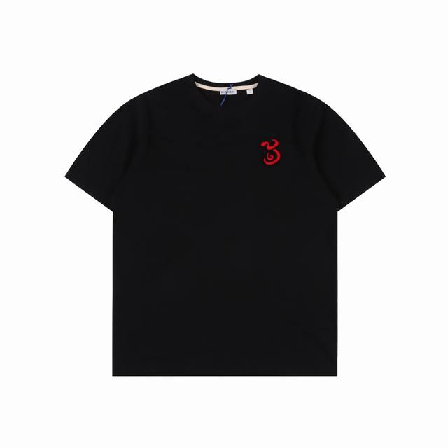 Burberry 巴宝莉 25Ss 蛇年限定毛巾绣Logo刺绣短袖 定做布料 印花辅料细节都是采用一比一复刻 采用260G棉质布料32支精双棉纱平纹 无蚀尘毛艺
