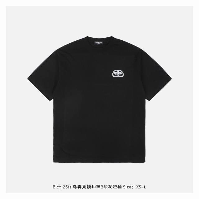 Balencaga 巴黎世家 25Ss 马赛克锁扣双B印花短袖 面料采用400克重双股大毛圈面料，定制32支螺纹，成衣两遍水洗处理，面料舒适亲肤无异感，定制定染