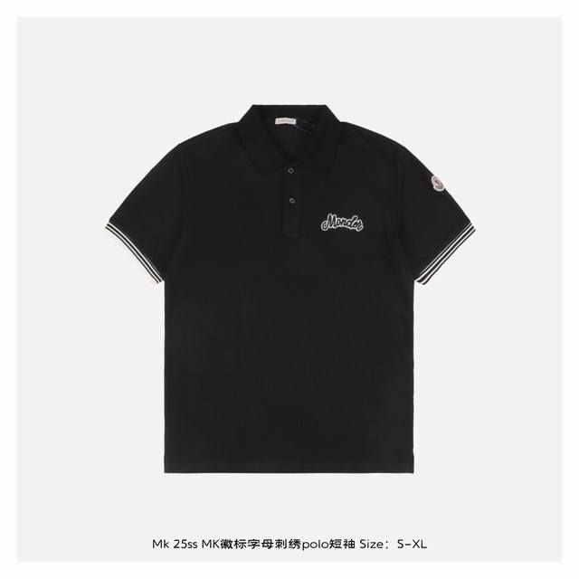 Moncler 蒙口 25Ss Mk徽标字母刺绣Polo短袖 采用60支双股 克重100%棉双面珠地面料，拆解纱线分析，订织蜂窝四角网眼胚布，衣领为双系统提花定