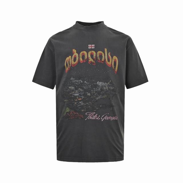 Balenciaga 巴黎世家 夜景图案褪色字母印花圆领短袖 Size:S-Xl