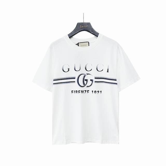 实拍细节图+尺码表 Gucci 古驰 24Ss双G字母Logo印花短袖 面料：规格采用实打实240G %纯棉 针织内的兰博基尼，定织定染！属于高敏感特殊色 我们