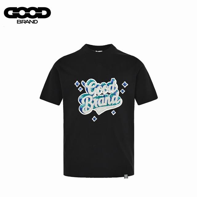 Goodbrand 25Ss立体星星亮片高级感短袖T恤 采用订色订染毛圈纯棉衣面，250G双股双纱，手感舒适 进口针织针梳棉进行制作，搭配320G1*1螺纹，同