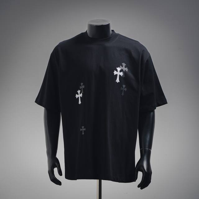 Chrome Hearts 克罗心 25Ss皮标十字架短袖T恤 宽松版型遮肉显瘦不挑人 Size:Xs-L