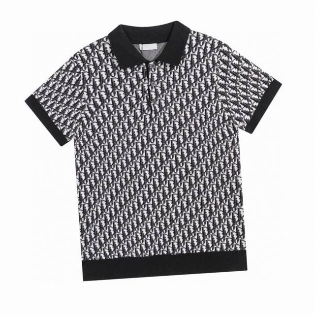 迪奥 Dior 春夏新款 满印字母提花针织短袖Polo衫 采用德国进口施托尔毛织机制成 通体标志性的 Oblique 印花 直筒剪裁 定制同面料底色蓝色一致的扁