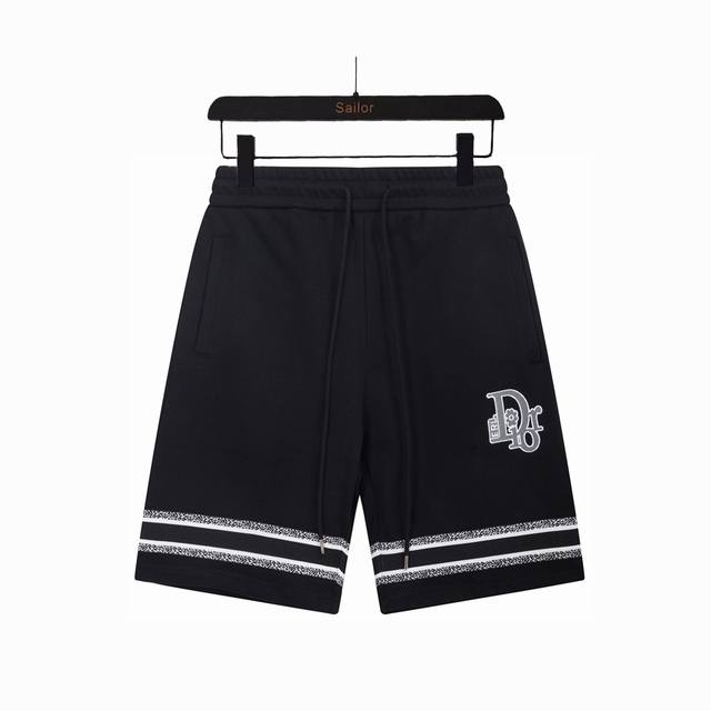 实拍细节图+尺码表 Dior 迪奥 字母绣花织带拼接Logo标识刺绣五分裤 高品质纯棉 面料 特别手感 超级质感 舒适柔软透气 休闲宽松版型 潮流男女同款 短裤