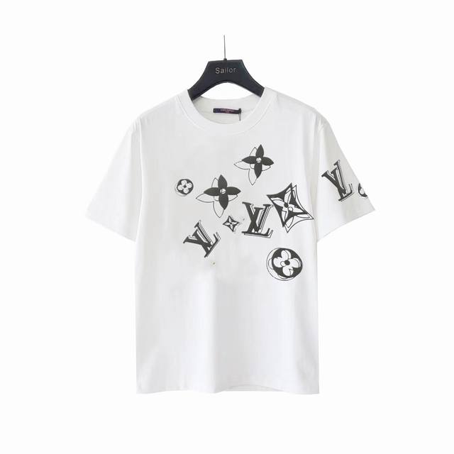 实拍细节图+细节图 Louis Vuitton路易威登老花发泡短袖 最高版本！定制面料260克100%双纱棉！驴家拉浆印花字母结合！ 辅料：开模原版过鉴定领标1