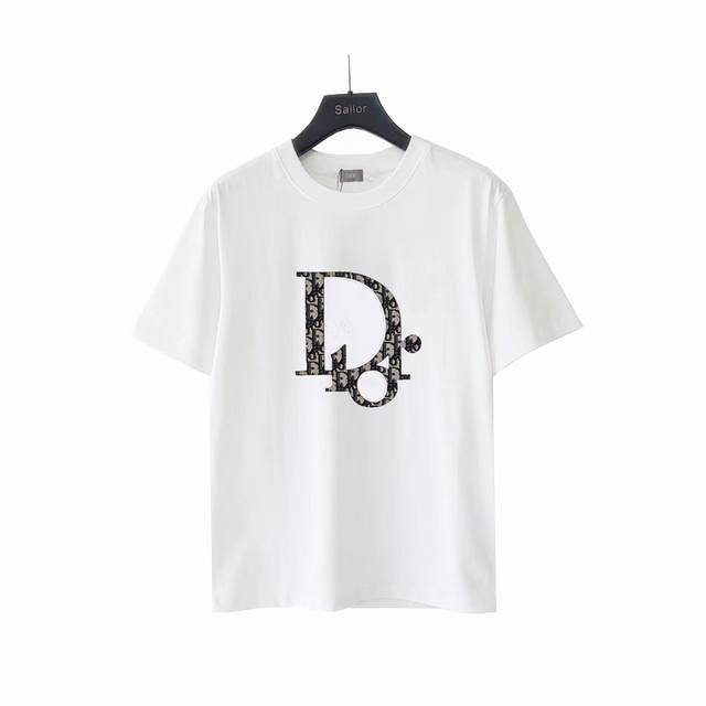 实拍细节图 +尺码表 Dior迪奥 Cd 字母贴布刺绣 Logo标识精工刺绣短袖 精致升级，灵感源自八十年代复古 原版面料 官方同款 定制260 克同缸染面料