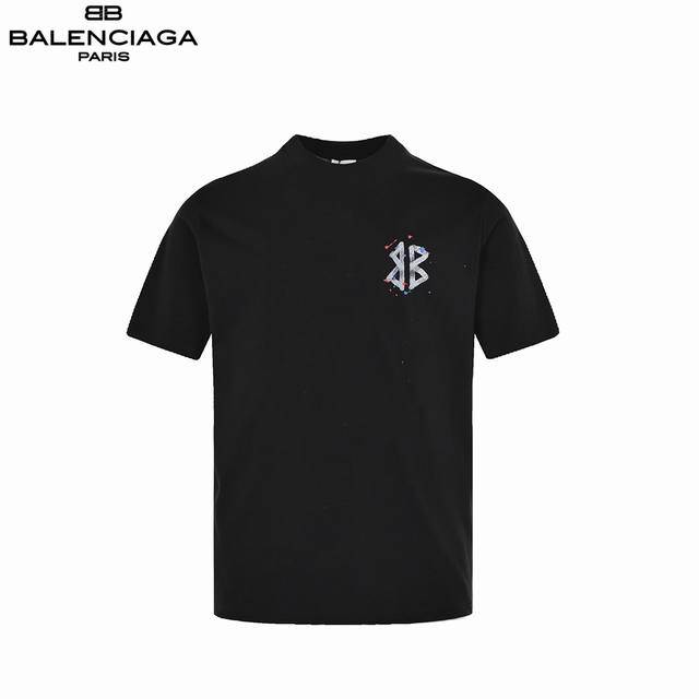 Balenciaga 巴黎世家 25Ss 彩绘涂鸦字母短袖 面料16支精梭棉230克，罗纹26支拉架1X1罗纹330克，菲林开版，椭圆机台版印花，丝网印刷，采用
