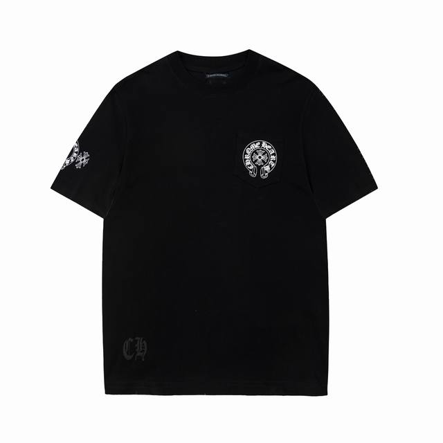 高版本Chrome Hearts 克罗心梵文彩虹渐变印花短袖！胸口口袋，面料使用32支 克全棉双纱面料，纹路清晰可见，质感柔软细腻光滑，垂感十足！有一定厚度 非