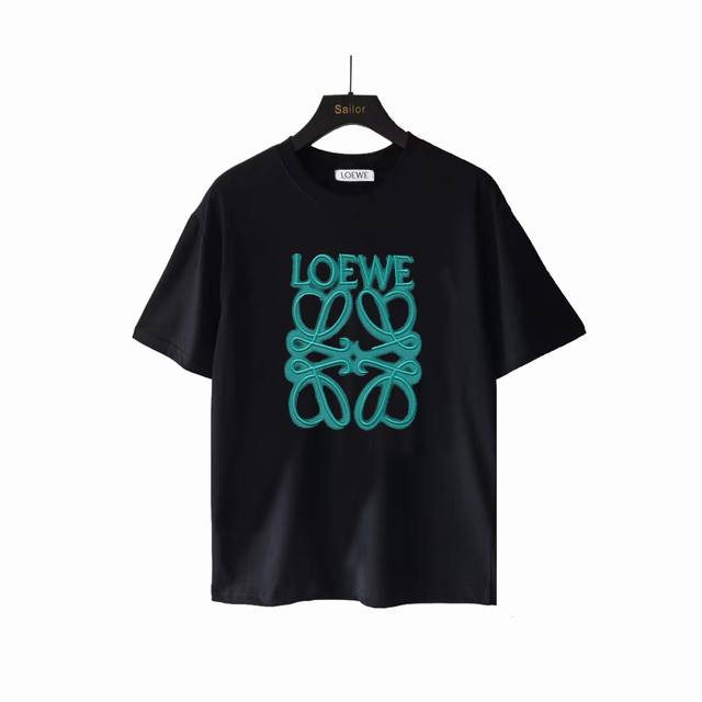 实拍细节图+尺码表 Loewe 罗意威 多彩Logo刺绣短袖 240克双纱面料32支纯棉，25Ss最新最顶级 专柜款 经典个性简约拼色刺绣小标Logo 圆领短袖