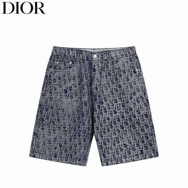 Dior 迪奥 25Ss 满印牛仔短裤 2025年迪奥最新款 订制面料 面料采用特殊工艺烫银 高端品质 面料柔软 舒适 颜色：兰 码数：S M L Xl
