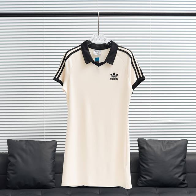 工厂P直供 Adidas丨三叶草 8311 Polo T恤中长裙 配色：黑色 白色 尺码：S-Xl