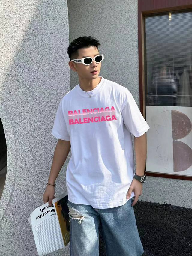 Balsenciaga巴黎世家 红色字母情侣休闲短袖T恤 最高版本！定制面料240克面料！