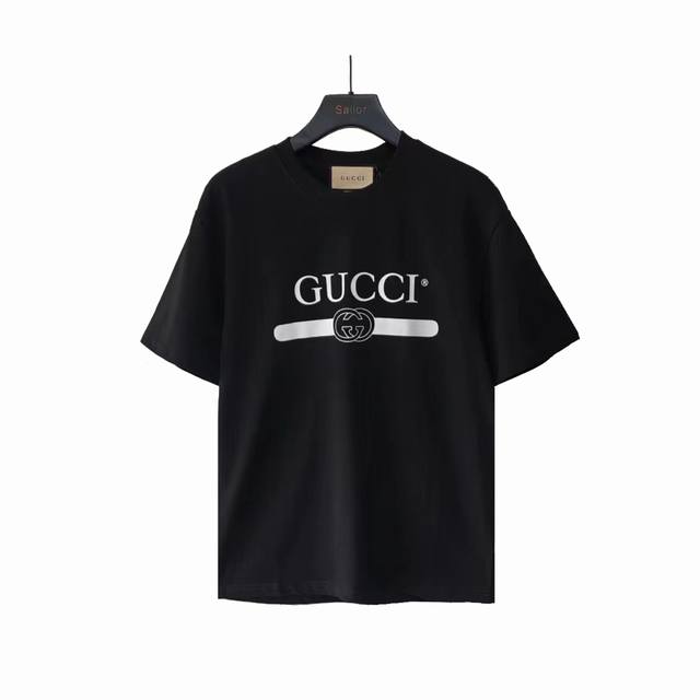 实拍细节图+尺码表 Gucci 古驰 24Ss春夏新款 经典横杆腰带Logo印花短袖T恤 26支双纱面料克重240克纯棉重磅营造的 纺织密度高 垂感佳 不易变形