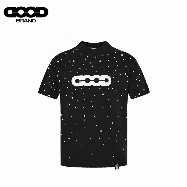 Goodbrand 25Ss 珍珠重工短袖T恤 采用订色订染毛圈纯棉衣面，250G双股双纱，手感舒适 进口针织针梳棉进行制作，搭配320G1*1螺纹，同缸无色差