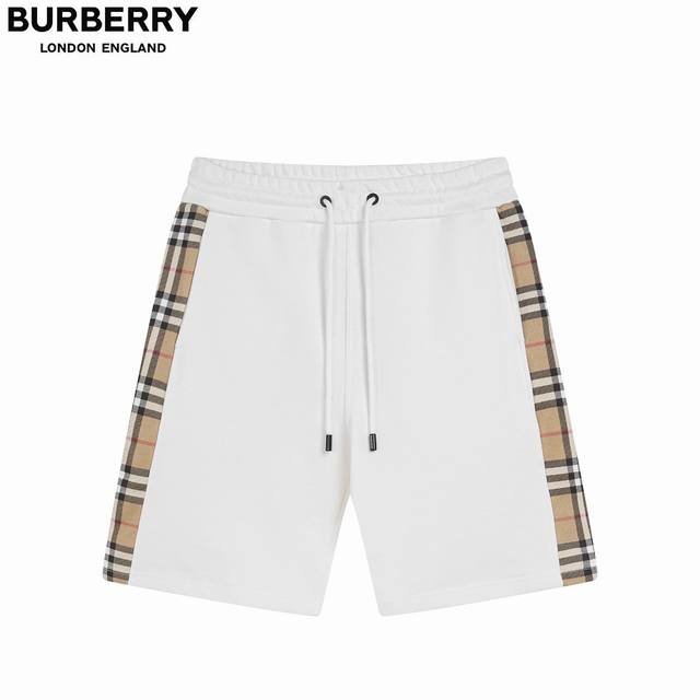 Burberry 巴宝莉 24Fw经典侧边串标短裤 五分裤、高品质牛肚面料、特别手感、超级质感 舒适柔软透气 休闲宽松版型 潮流男女同款 短裤 颜色：黑色 白色