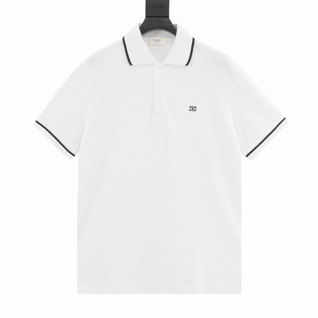 Celine 赛琳 凯旋门小标刺绣短袖Polo衫 选用棉质珠地网眼布打造，定制材质260G长绒棉，衣领为双系统提花定织扁机制成，有弹性，不变形，衣服全部原生布捆