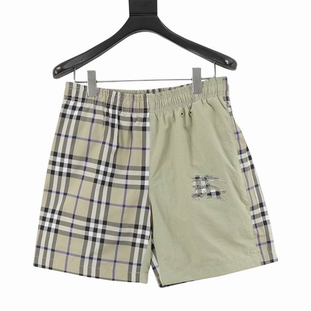 Burberry 巴宝莉 经典斜格纹拼接沙滩短裤 不挑人版型帅气又时髦 后袋饰有马术骑士徽标贴花刺绣低调奢华 进口面料质感轻盈细腻 经典松紧腰版型百搭上身显瘦又