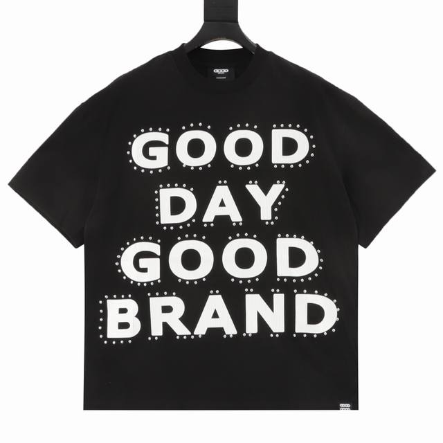 Goodbrand 25Ss Allday 铆钉裂纹印花宽松短袖 男女同款 颜色：黑色 尺码：S-Xl