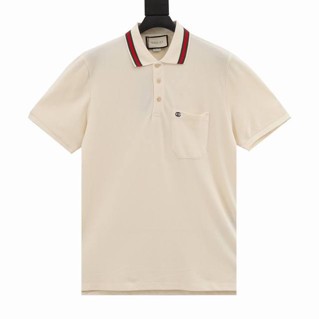 Gucci 古驰 口袋刺绣Logo短袖Polo衫 古驰双G互扣式刺绣Polo衫现货上架！原版面料开发 衣领双G刺绣纽带 编织领定织定染无色差 珠地棉洗水处理不变