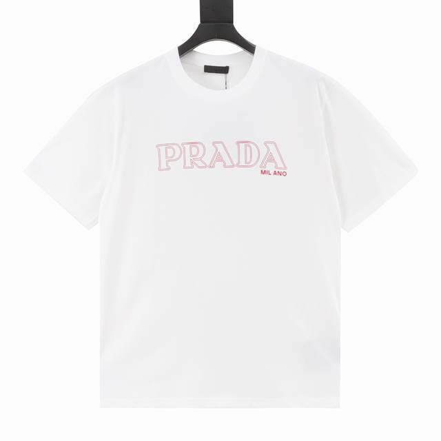 Prada 普拉达 25Ss 镂空字母印花Logo短袖 采用原板独家定制240克32支双纱 纯棉面料质感非常柔软舒服 %区别市场的顶级面料 不缩水不变形 不起球