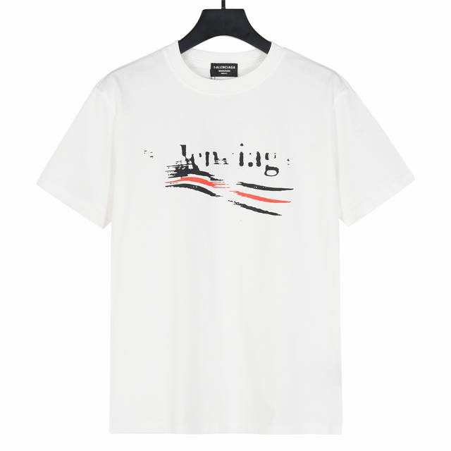 Balenciaga巴黎世家25Ss新款前后海浪印花短袖T恤 面料采用重磅300克双纱精梳棉，定制32支1*1螺纹，成衣两遍水洗处理，面料舒适亲肤无异感，定制定