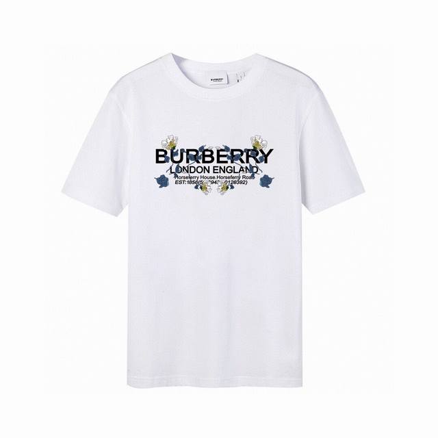 Burberry 巴宝莉22Ss 字母花卉短袖T恤。 高版本，潮流高街情侣T恤，高克重纯棉面料，亲肤顺滑有厚实感，细节到位，独有的品牌辨识度，男女同款入！ 颜色