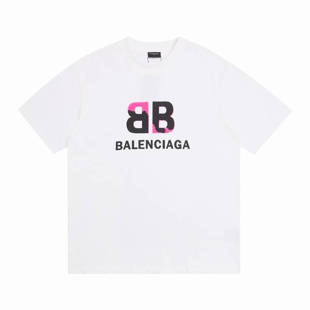 上新 高版本 Balsenciaga巴黎世家毛绒拼接硅胶情侣休闲短袖T恤 最高版本！定制面料 克100%双纱棉！字母毛绒硅胶立体烫画工艺设计！ 辅料：开模原版过