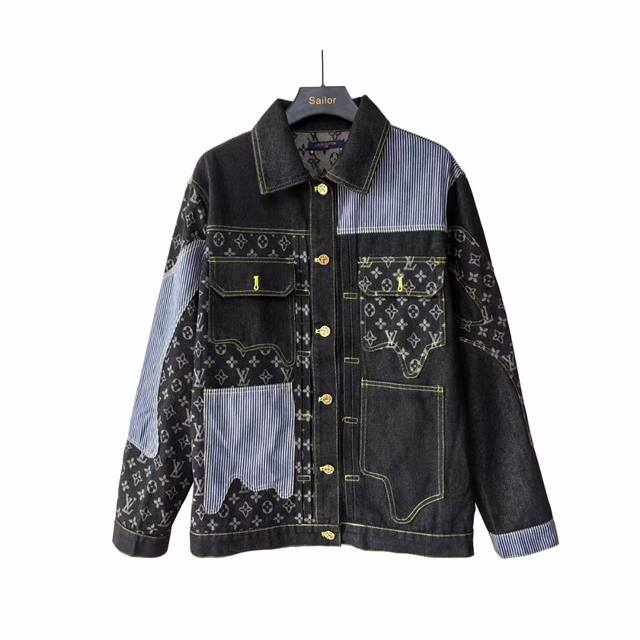 实拍细节图+尺码表 Louis Vuitton 路易威登 解构拼接老花满印工装牛仔外套 Lv超级重工牛仔衣夹克 牛仔界的顶级天花板 重磅来袭，最为值得关注的爆款