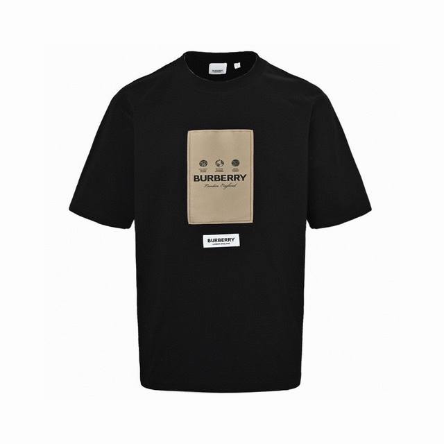 巴宝莉 Burberry 夏季新款 胸前徽标贴布圆领短袖T恤，高端品质采用定织定染高克重面料，洗水完高达280G纯棉面料，螺纹增加到2.7不变形，宽松Overs