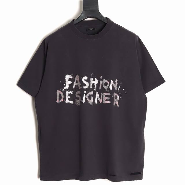 Balenciaga 巴黎世家 25Ss 设计师闪粉印花短袖T恤 独家定织 G双纱精梳棉 蓝光订染面料成衣酵洗做旧 金粉印花康丽直喷工艺‘时尚设计师’ 巴黎限定