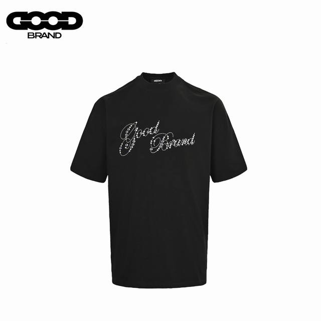 Goodbrand Good花体烫片花卉短袖 采用订色订染毛圈纯棉衣面，250G双股双纱，手感舒适 进口针织针梳棉进行制作，搭配320G1*1螺纹，同缸无色差，