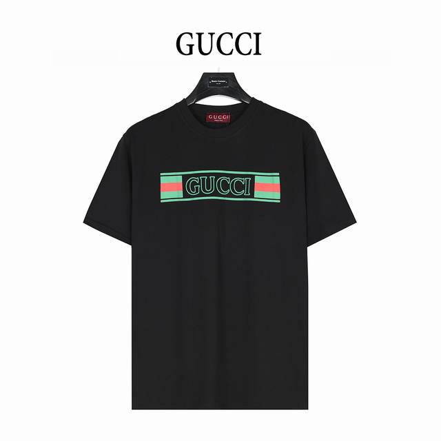 Gucci 古驰 25Ss 旗帜带Logo撞色字母短袖T恤 高版出品 设计感十足 干净又清爽 凹起造型来妥妥的好看 经典的小圆领设计简洁好穿 走在街上吸睛度满分