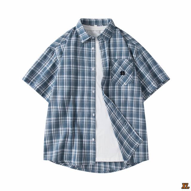 Kolon Sport 可隆 独家实拍上新夏季高品质格子衬衫短袖潮牌半袖衬衣百搭情侣外套潮流格子衬衣，本季主打，货源充足，放心主推，高端品质，经典设计，做工出色
