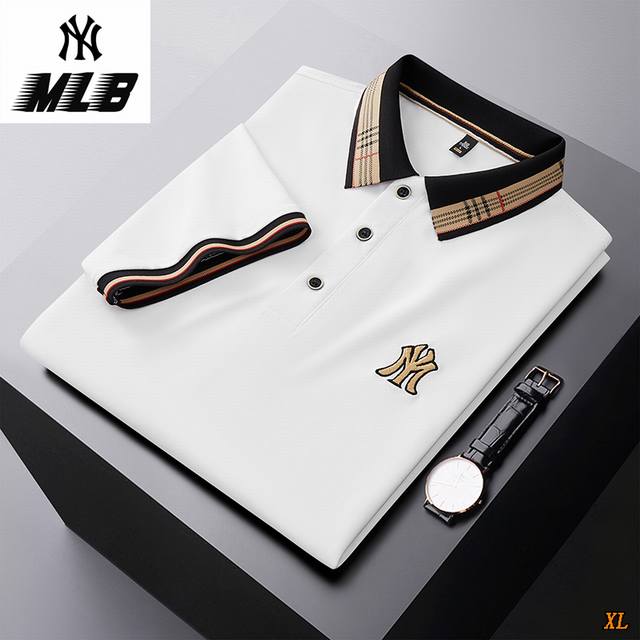 Mlb 独家实拍上新夏季高品质爆款纯色刺绣翻领短袖Polo衫短袖潮，本季主打，货源充足，放心主推，高端品质，经典设计，做工出色，经典百搭，上身效果极佳