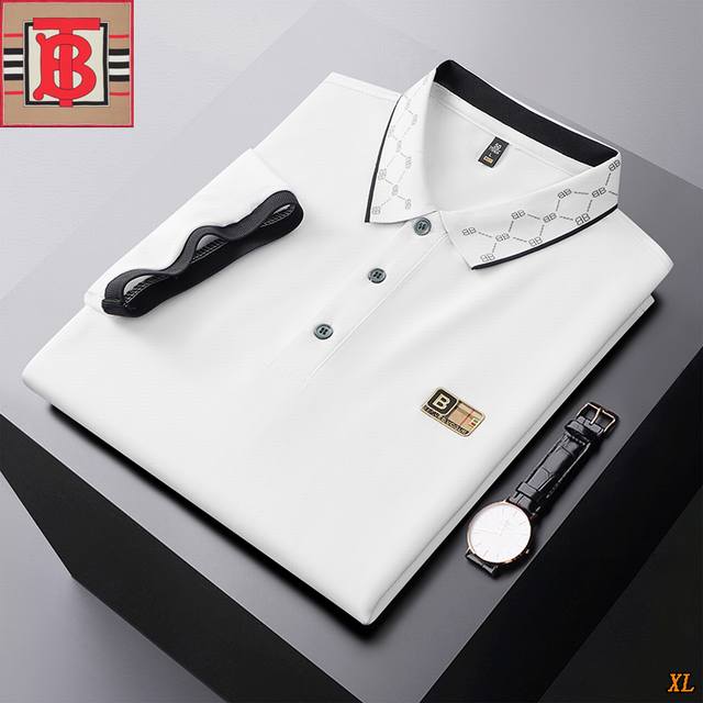 巴宝莉 独家实拍上新夏季高品质爆款纯色刺绣翻领短袖Polo衫T恤上衣，本季主打，货源充足，放心主推，高端品质，经典设计，做工出色，经典百搭，上身效果极佳