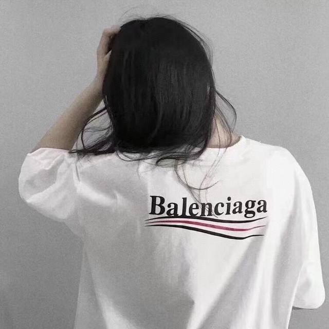 巴黎世家Balenciaga潮牌可乐波浪印花情侣男女装宽松打底衫短袖T恤 颜色白色 黑色