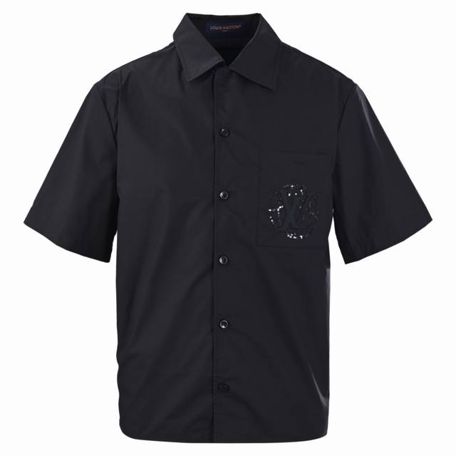 Louis Vuitton Lv 绣珠片口袋刺绣短袖衬衫 正品9350购入，定制40支精疏棉双股平纹衬衫布，75D衬布，进口刺绣+绣珠片，定制辅料，合身版型 S